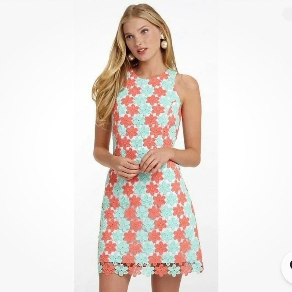 Lilly Pulitzer Coral and Mint Floral Mini Dress